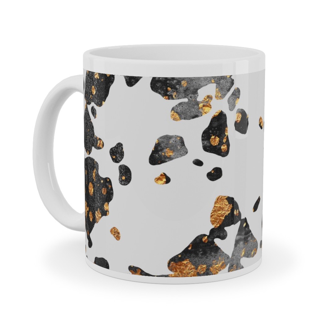 Gold Speckled Terrazzo Ceramic Mug, White, , 11oz, Black, Black