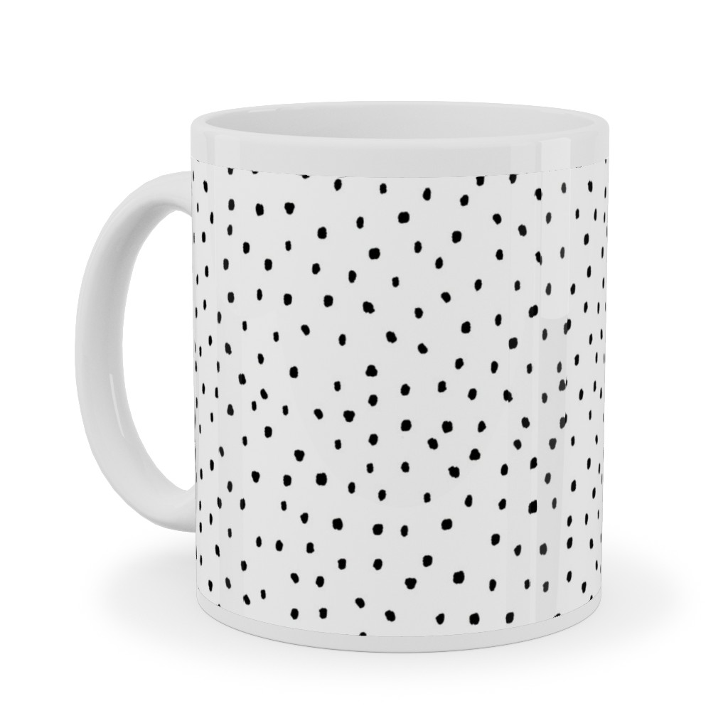 Tiny Dot - Black + White Ceramic Mug, White,  , 11oz, White