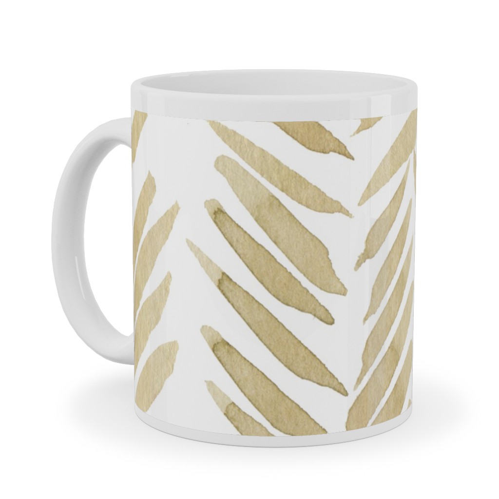 Leaf - Gold Ceramic Mug, White, , 11oz, Yellow