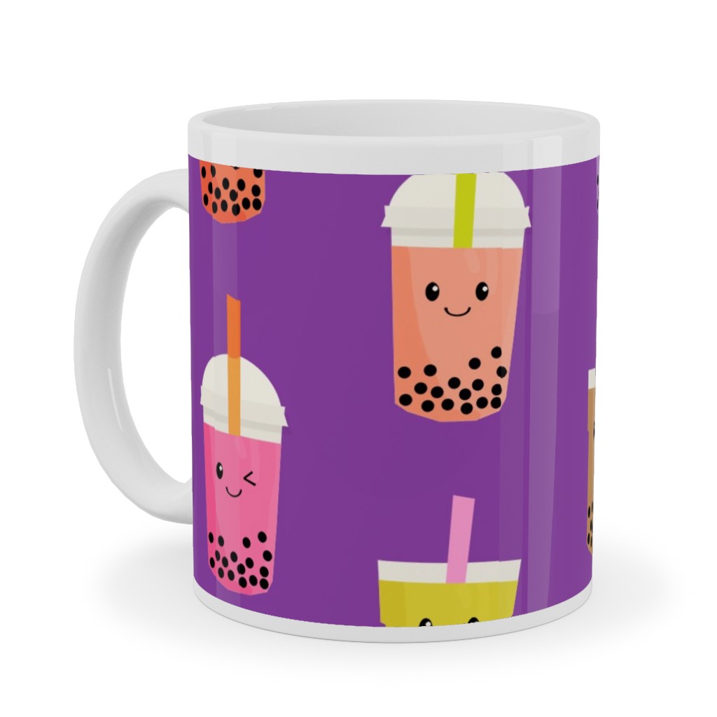 Boba Tea Ceramic Mug, White, , 11oz, Purple, Lupin