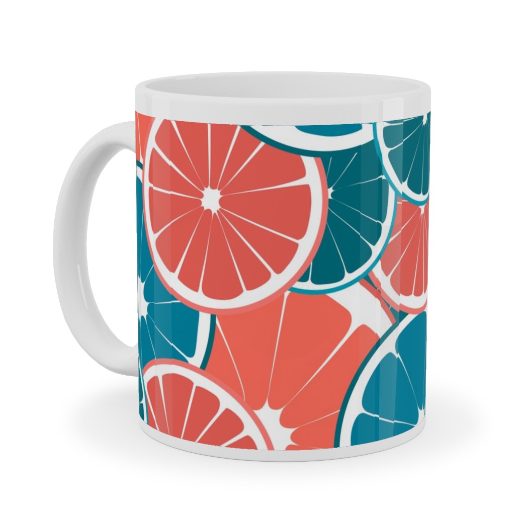 Citrus Ceramic Mug, White, , 11oz, Pink, Bright Pink