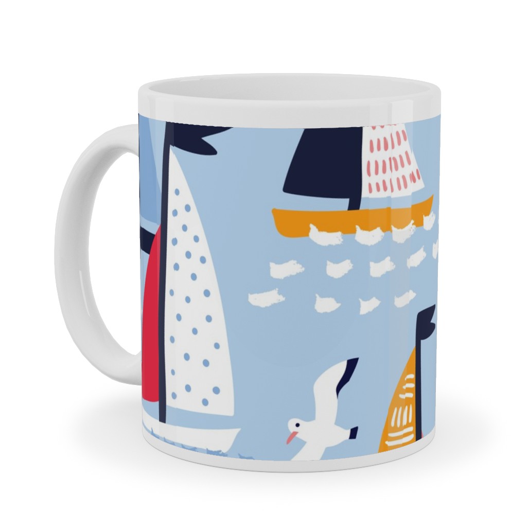 Regatta Ceramic Mug, White,  , 11oz, Blue