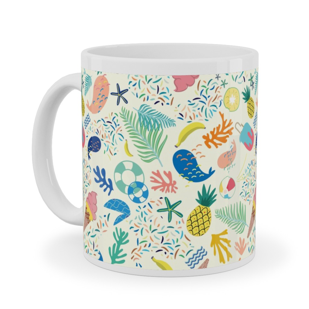 Ohlala Summer - Multi Ceramic Mug, White, , 11oz, Multicolor
