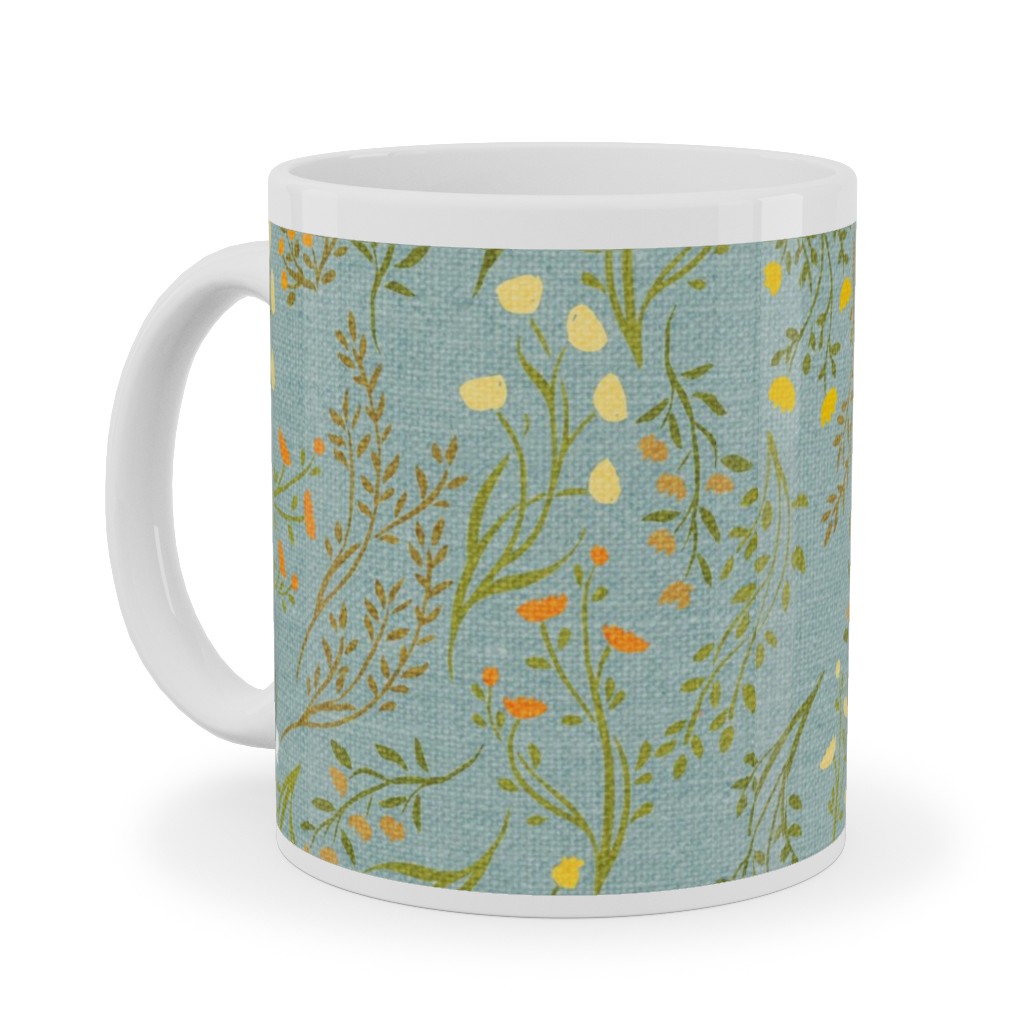 Summer Meadow Ceramic Mug, White,  , 11oz, Green
