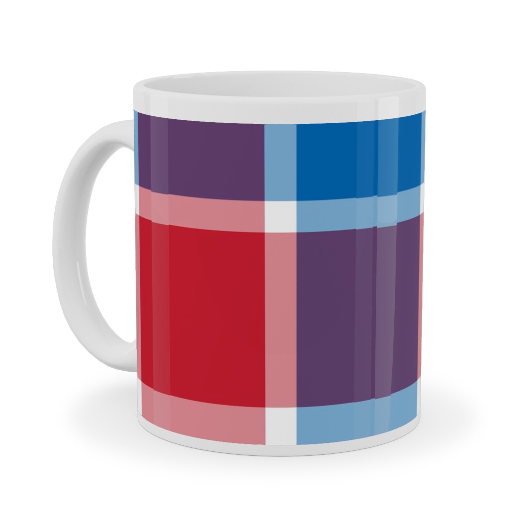 Independence Day Plaid - Multi Ceramic Mug, White,  , 11oz, Multicolor
