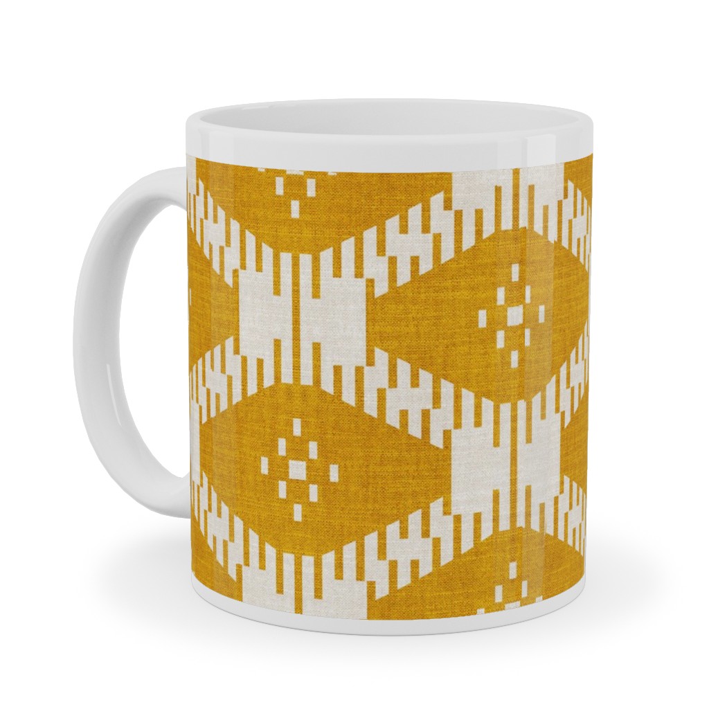 Stella Ikat - Yellow Ceramic Mug, White, , 11oz, Yellow, Classic Yellow