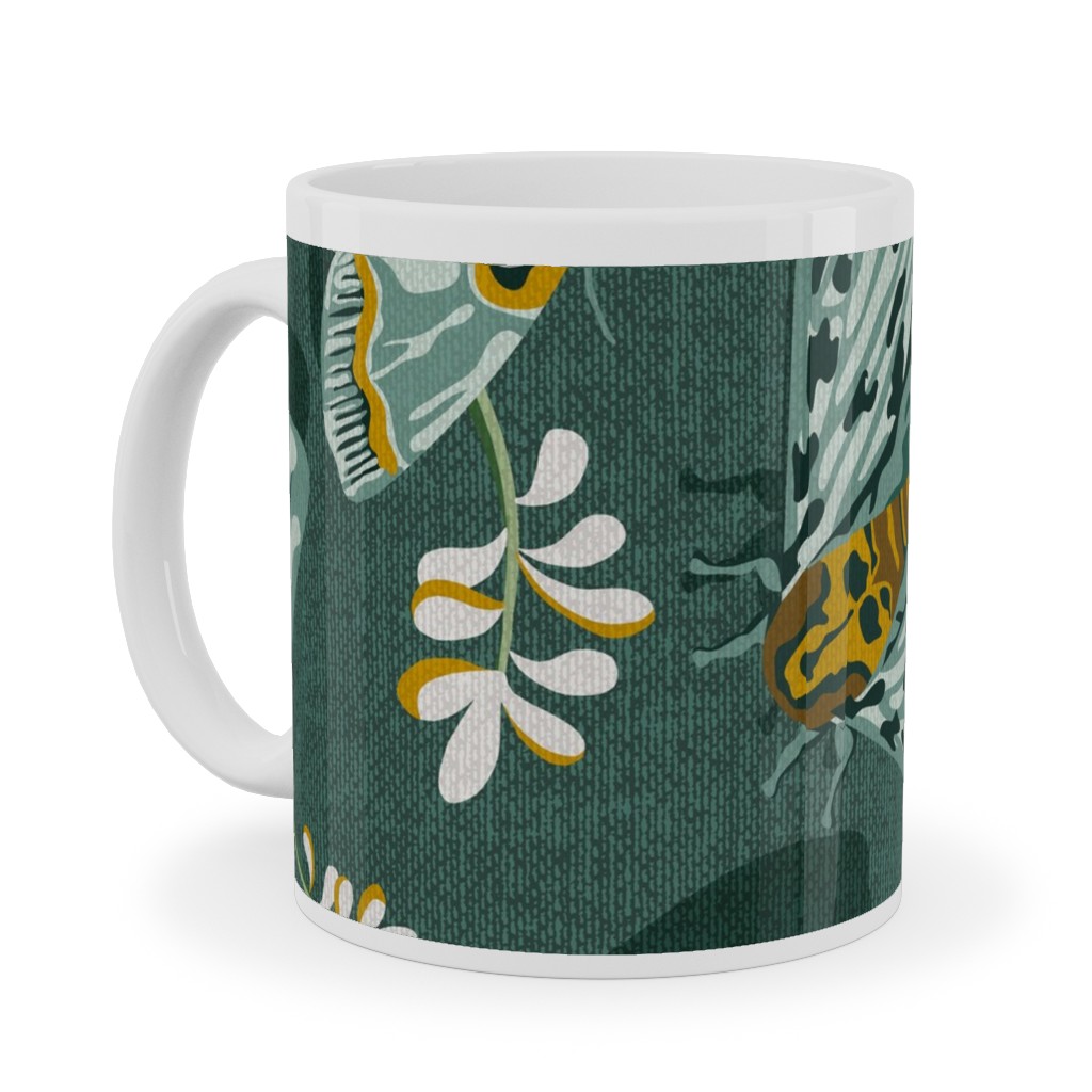 Gathering Moths - Green Ceramic Mug, White, , 11oz, Green, Classic Green