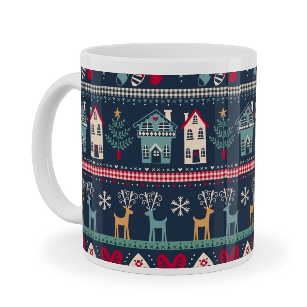 Nordic Vintage Christmas Ceramic Mug, White, , 11oz, Multicolor, Park Night