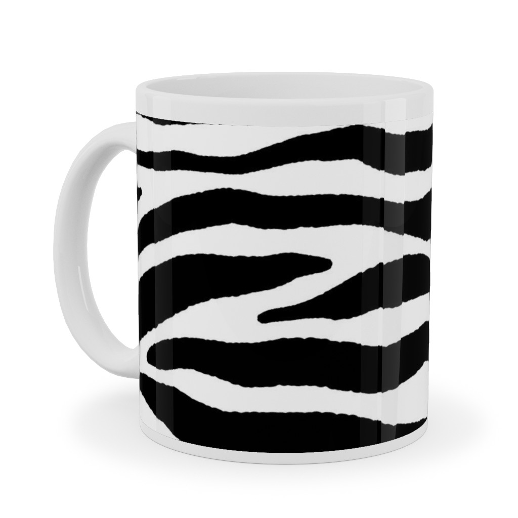 Zebra Print - Black and White Ceramic Mug, White, , 11oz, Black, Black