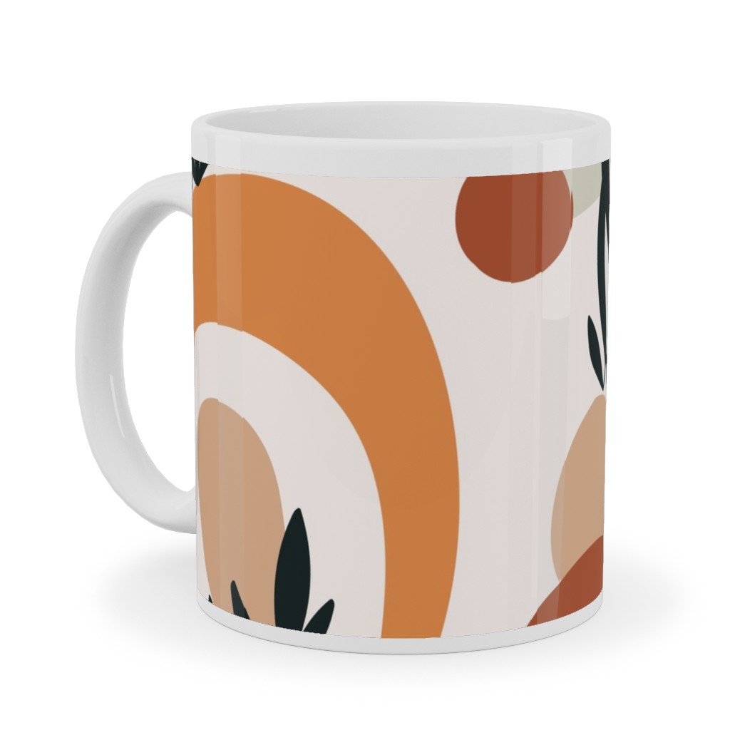 Tropical Leaves and Geometry - Multi Ceramic Mug, White, , 11oz, Multicolor