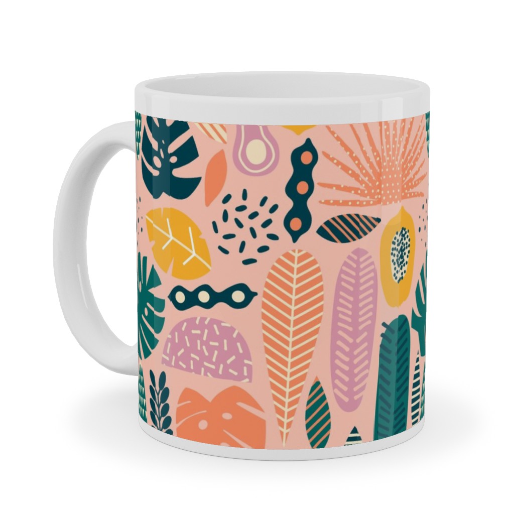 Hawaii Floral - Pink Ceramic Mug, White,  , 11oz, Multicolor