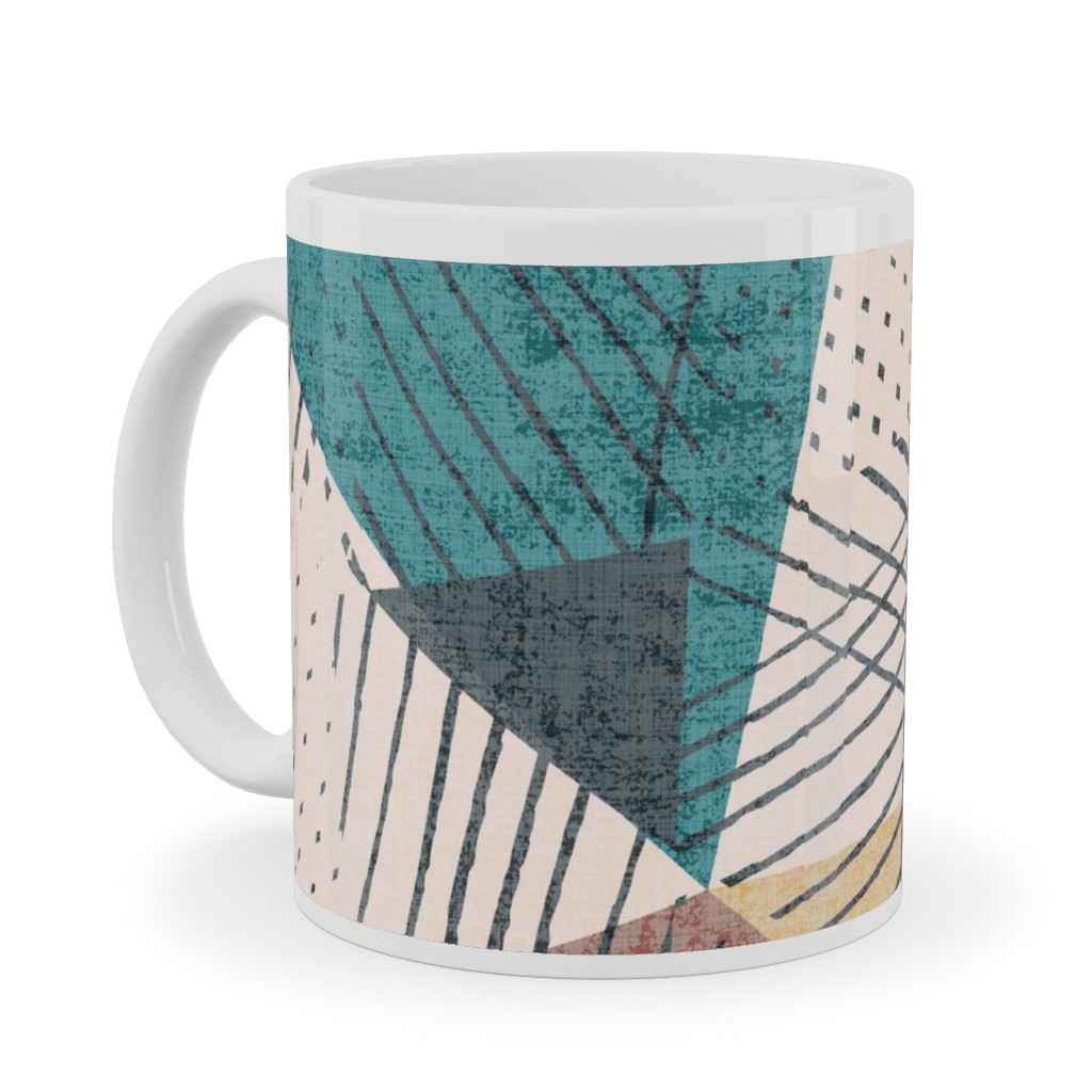 Abstract Geometic - Multi Ceramic Mug, White, , 11oz, Multicolor