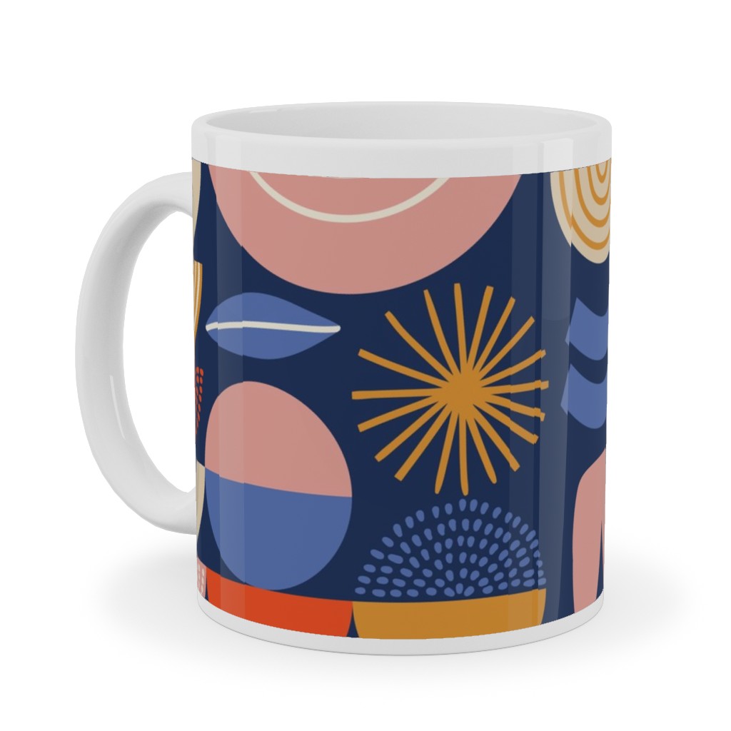 Colorful Geometry - Dark Ceramic Mug, White,  , 11oz, Multicolor