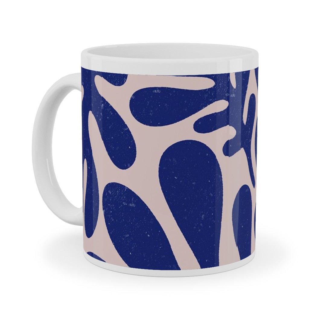 Organic Leaves - Blue Ceramic Mug, White, , 11oz, Blue, True Blue