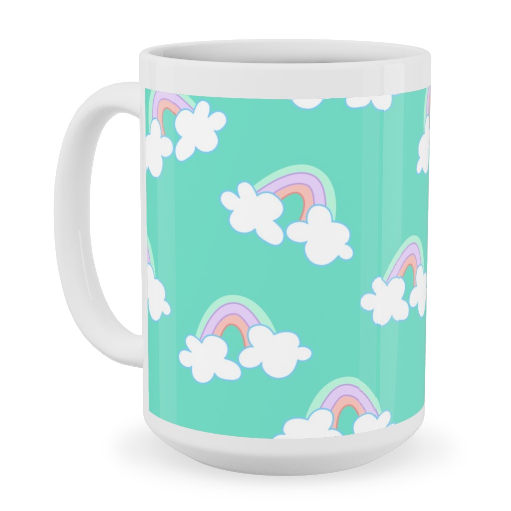 Nicola Unicorn Rainbows Ceramic Mug, White, , 15oz, Green, Boardwalk