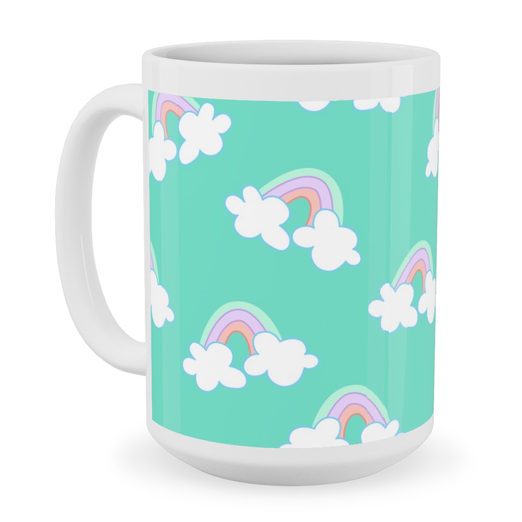 Nicola Unicorn Rainbows Ceramic Mug, White,  , 15oz, Green