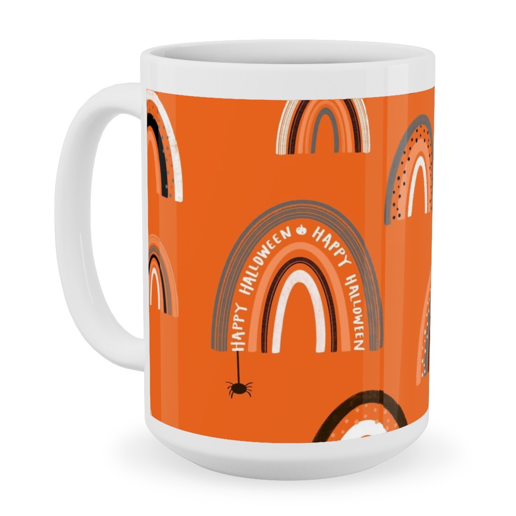Happy Halloween Rainbows - Orange Ceramic Mug, White, , 15oz, Orange, Orange