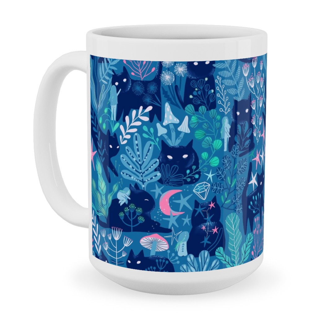 Meowgical Friends - Multicolor Ceramic Mug, White, , 15oz, Blue, True Blue