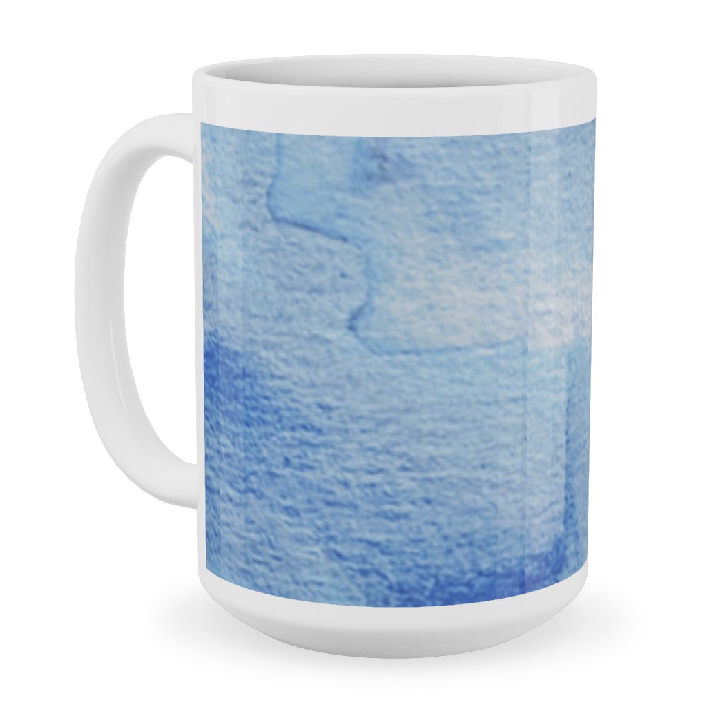 Watercolor Rorscharch - Blue Ceramic Mug, White, , 15oz, Blue, True Blue