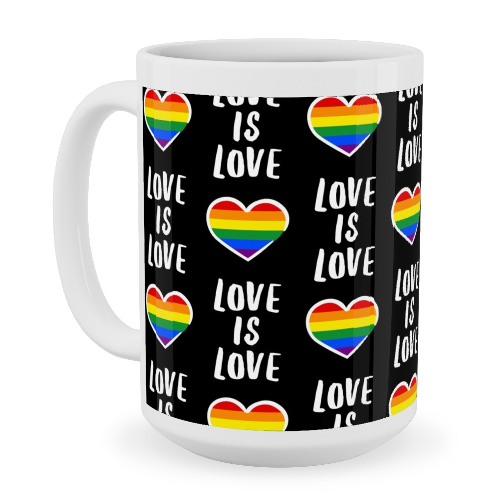 Love Is Love - Black Ceramic Mug, White,  , 15oz, Multicolor