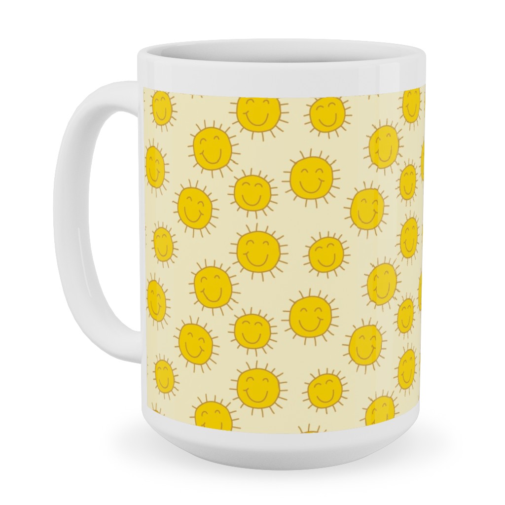 Happy Sunshine - Yellow Ceramic Mug, White, , 15oz, Yellow, Classic Yellow
