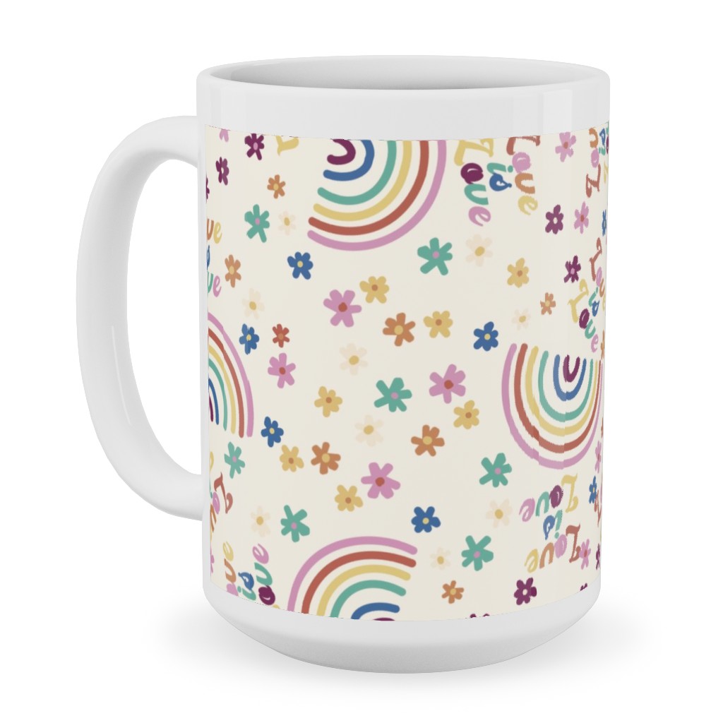 Love Is Love Rainbow - Pride - Muted Ceramic Mug, White,  , 15oz, Multicolor