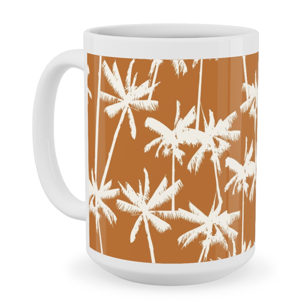 Tropical Palms - Burnt Orange Ceramic Mug, White,  , 15oz, Orange