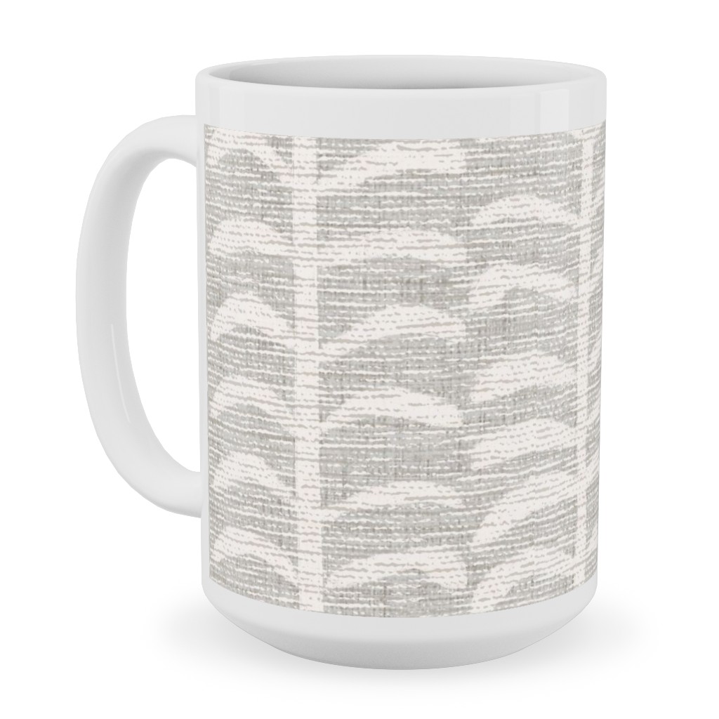 Grasscloth Vine - Neutral Ceramic Mug, White,  , 15oz, Gray