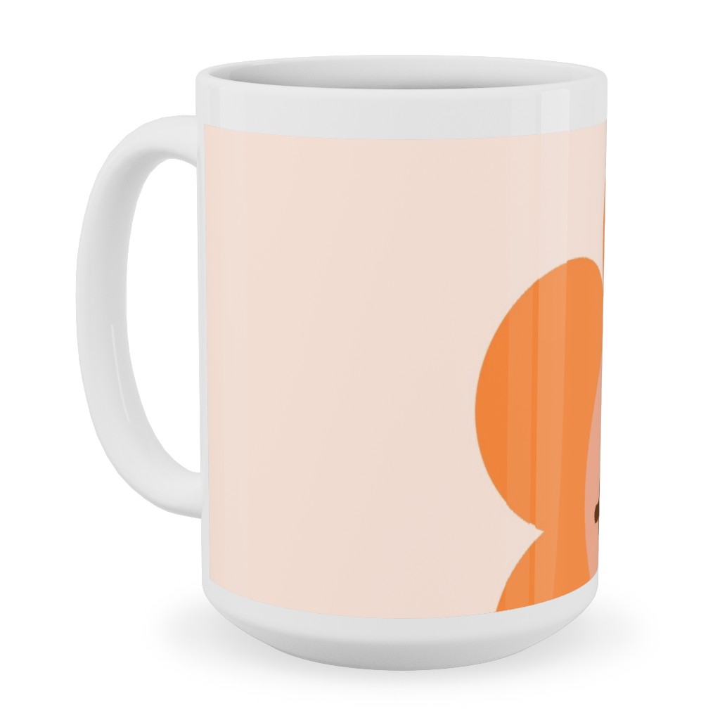 Smiley Floral - Orange Ceramic Mug, White,  , 15oz, Orange