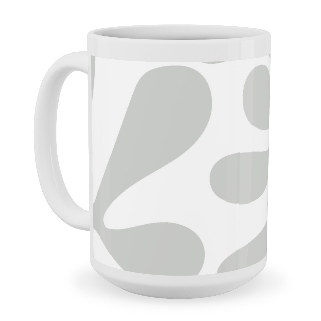 Block Print Texture Ceramic Mug, White, , 15oz, Gray, Silver