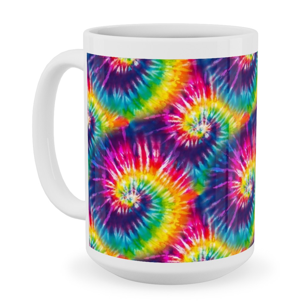 Colorful Rainbow Tie Dye Swirl - Multi Ceramic Mug, White,  , 15oz, Multicolor
