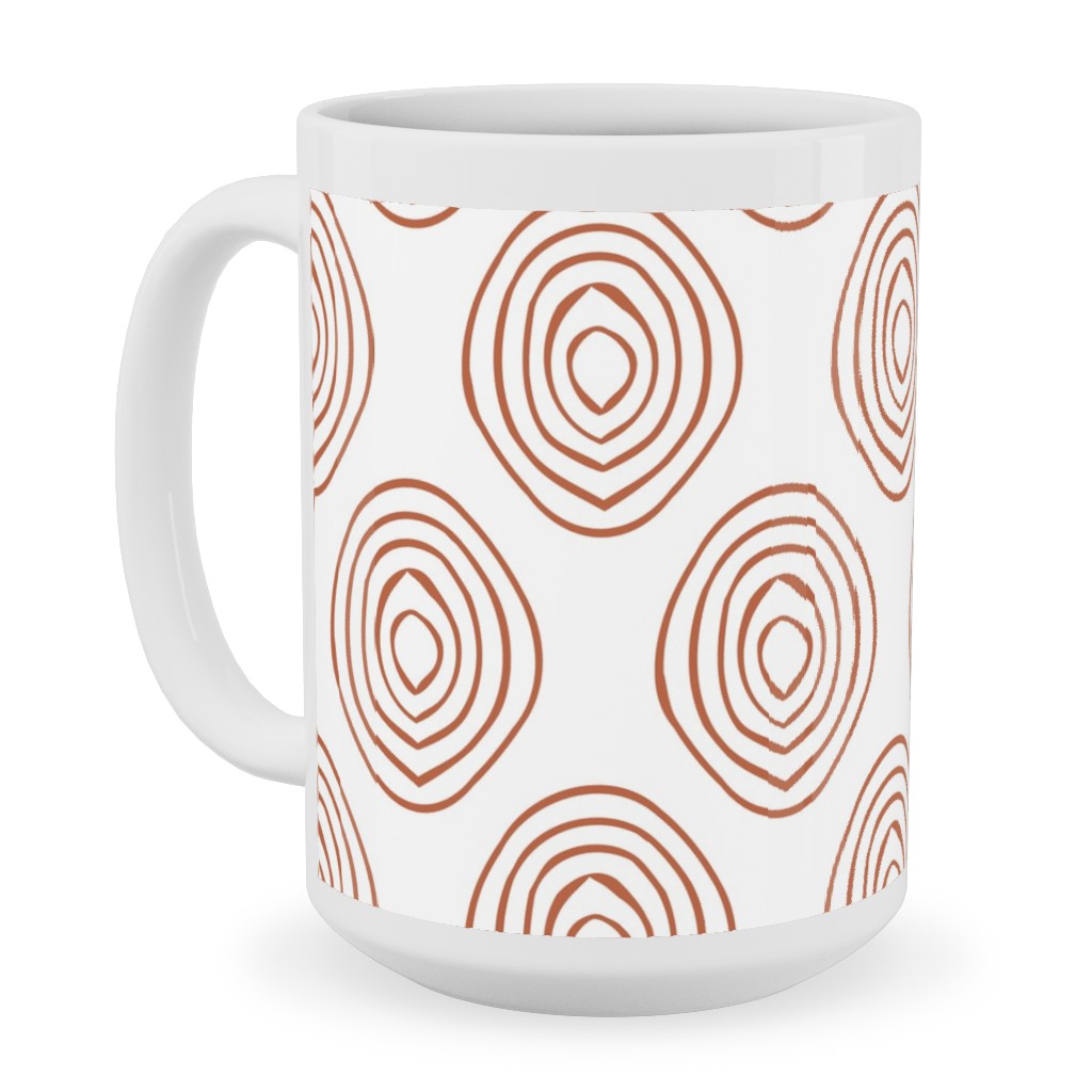 Abstract Circle - Terracotta Ceramic Mug, White,  , 15oz, Brown
