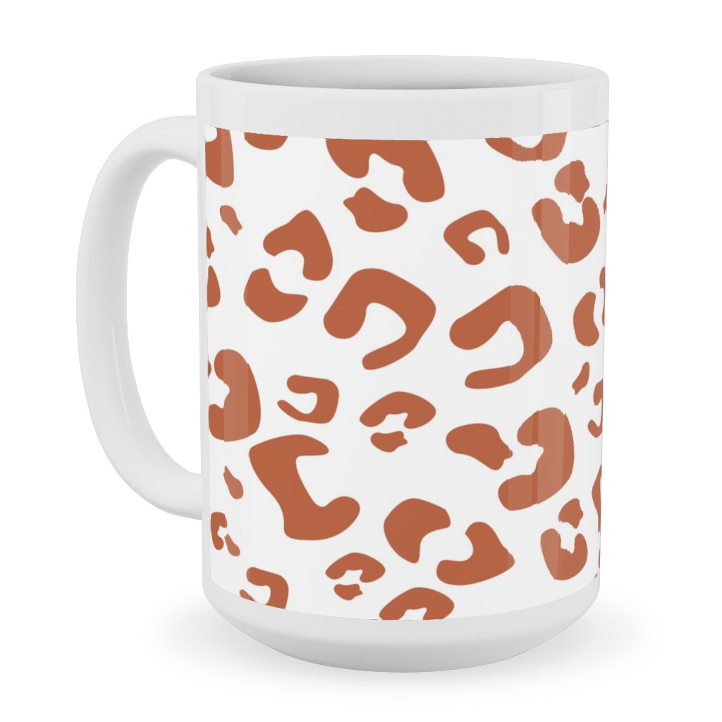 Leopard Print - Terracotta Ceramic Mug, White,  , 15oz, Brown
