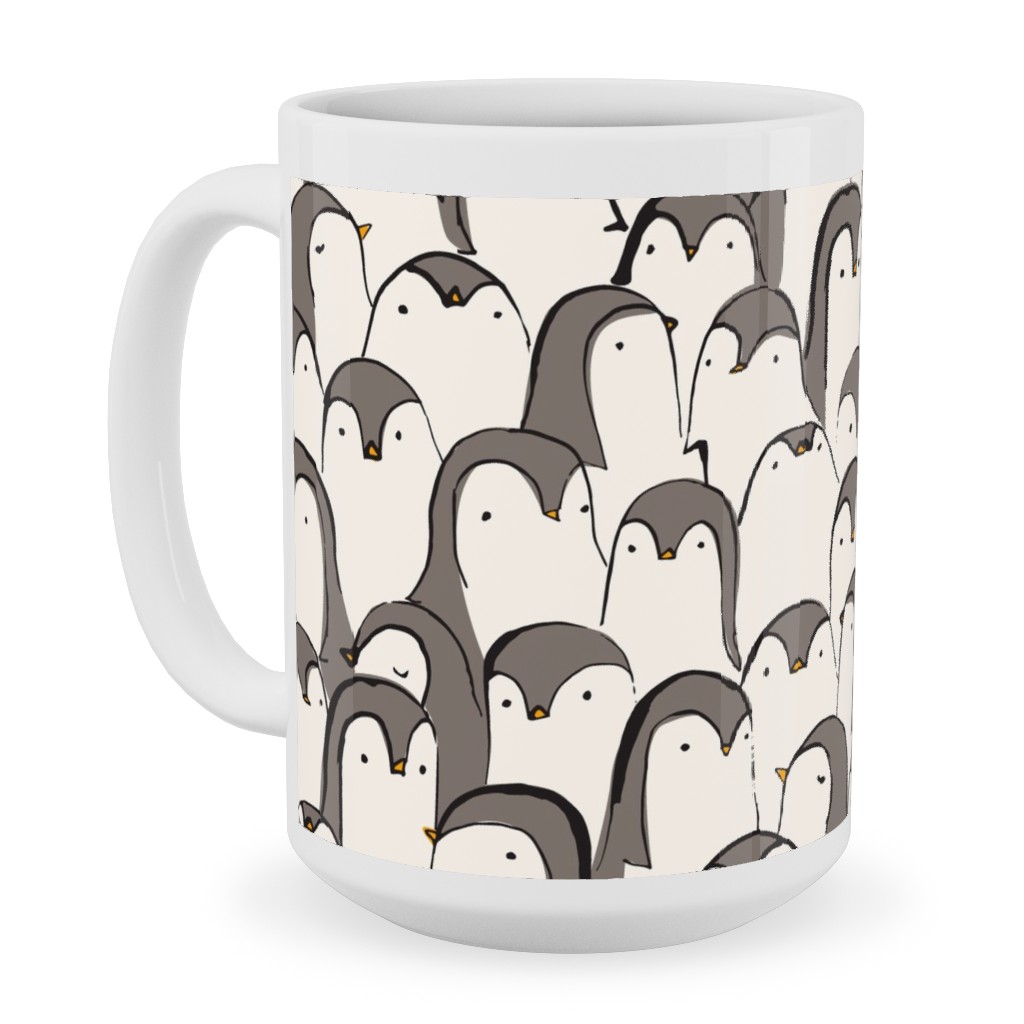 Penguin Huddle Ceramic Mug, White,  , 15oz, White