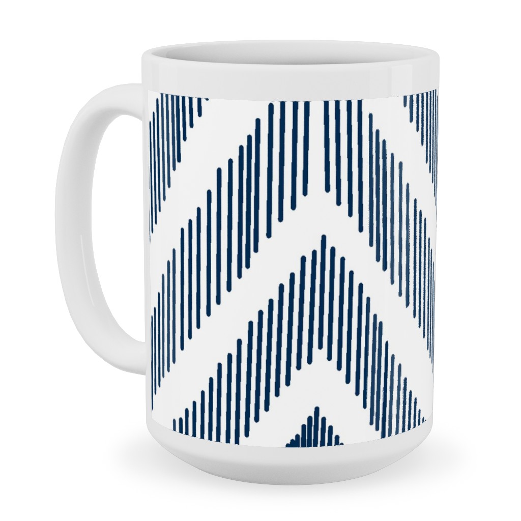 Ikat - Navy Ceramic Mug, White, , 15oz, Blue, True Blue