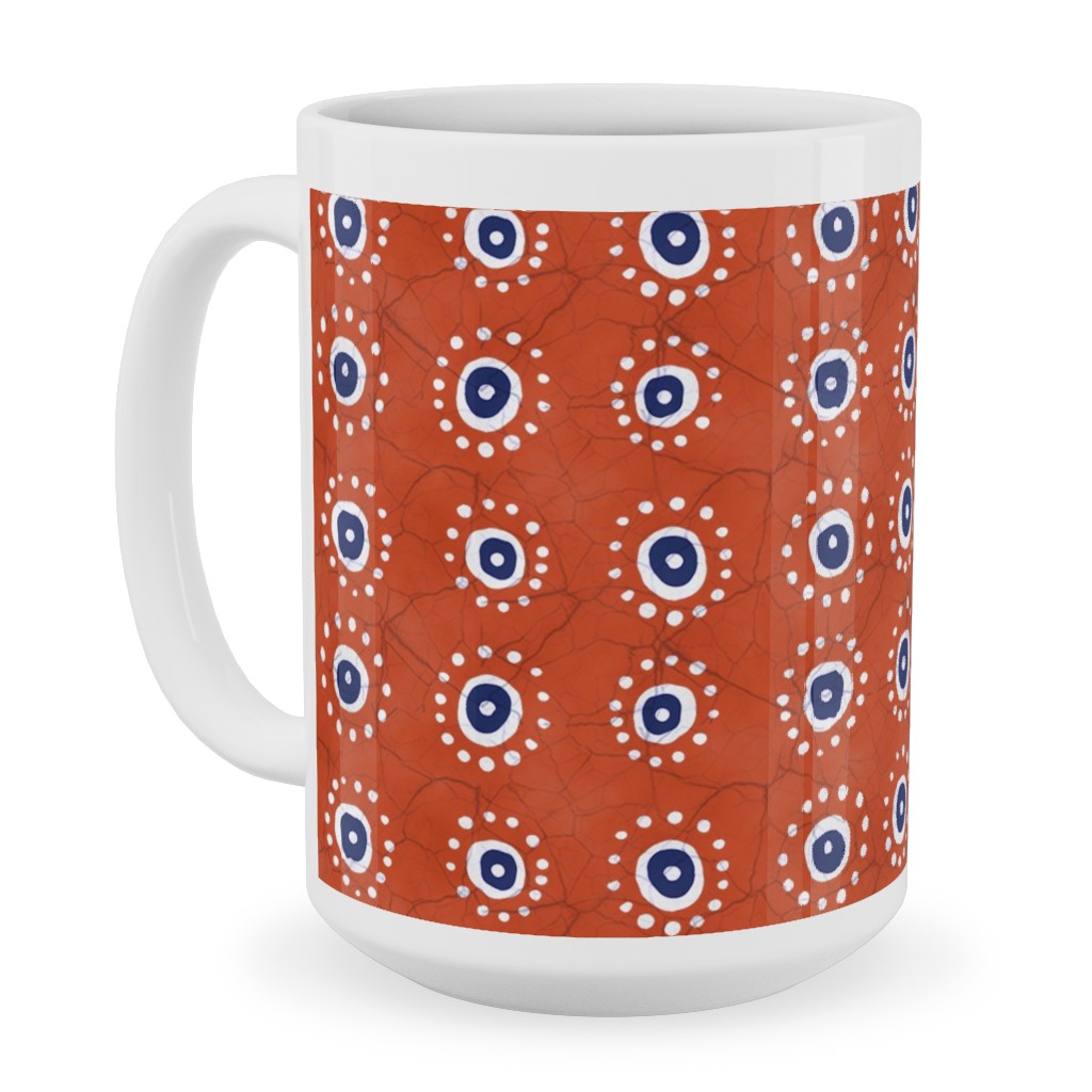 Batik Suns Ceramic Mug, White, , 15oz, Orange, Fawn