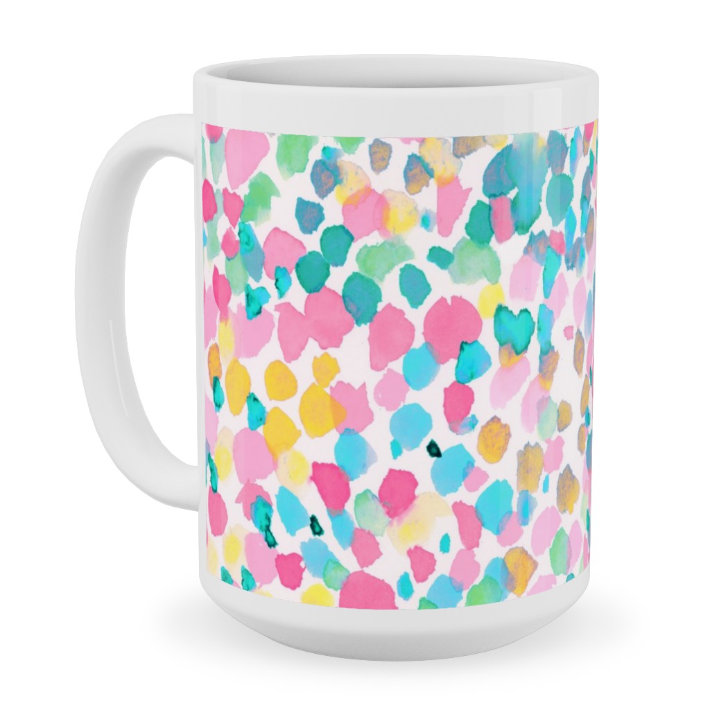 Lighthearted Summer Ceramic Mug, White,  , 15oz, Multicolor