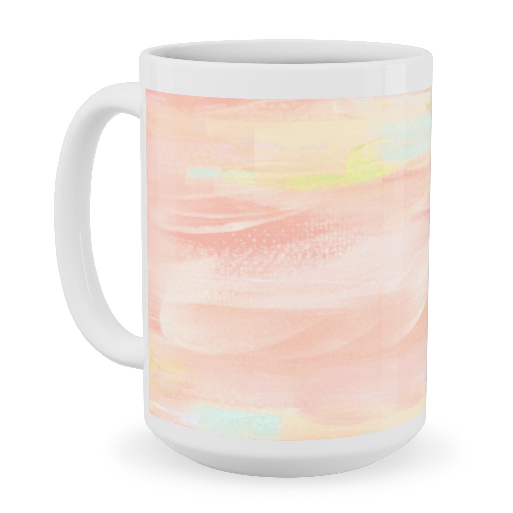 Paint Dabs - Peach Ceramic Mug, White, , 15oz, Pink, Bright Pink