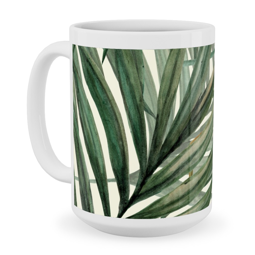 Palm Leaves King Pineapple Ceramic Mug, White,  , 15oz, Green