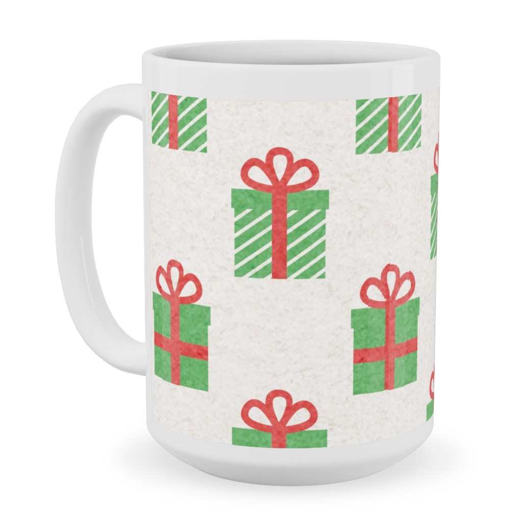 Christmas Presents Ceramic Mug, White,  , 15oz, Multicolor