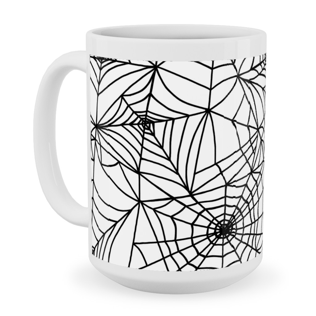 Spooky Spider Web Ceramic Mug, White, , 15oz, White, White