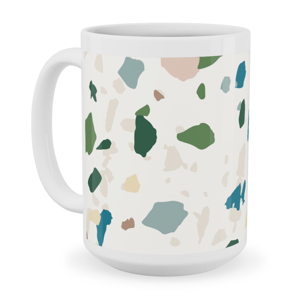 Terrazzo - Green on Cream Ceramic Mug, White, , 15oz, Green, Classic Green