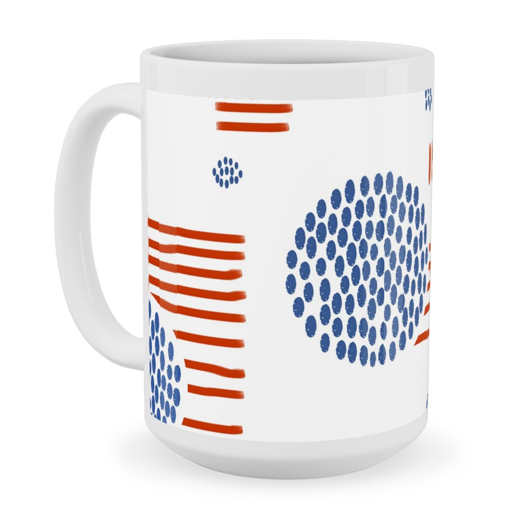Imperfection in Red, White and Blue Ceramic Mug, White, , 15oz, Red, Red