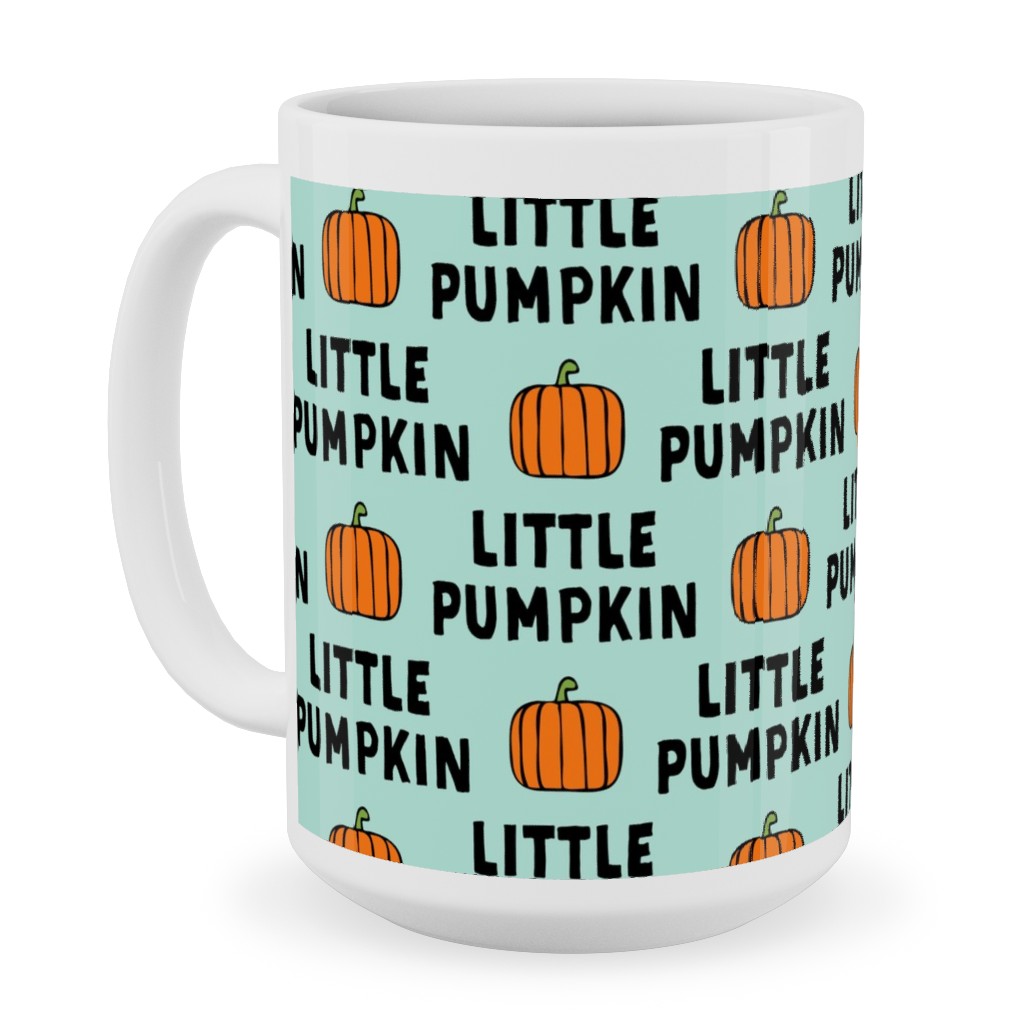 Little Pumpkin - Halloween - Aqua Ceramic Mug, White, , 15oz, Green, Classic Green