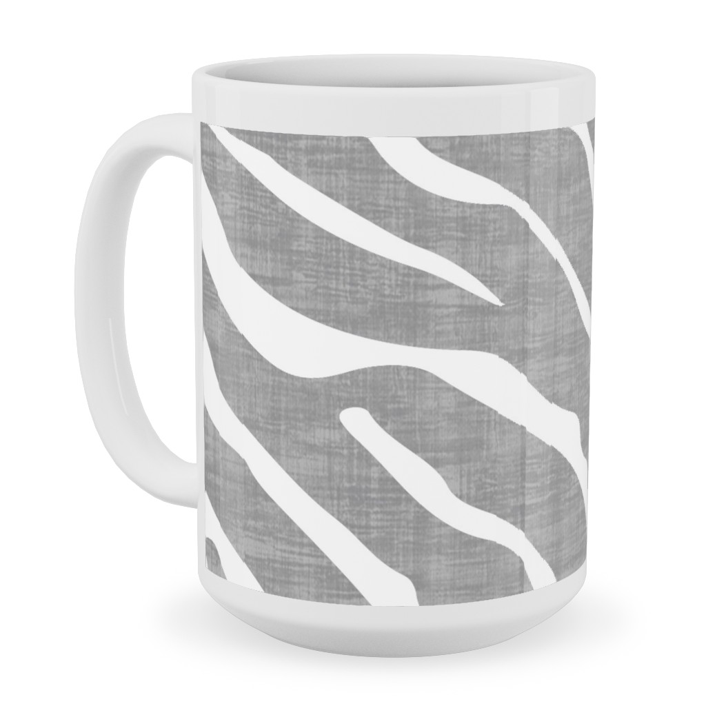 Zebra Texture - Gray Ceramic Mug, White,  , 15oz, Gray