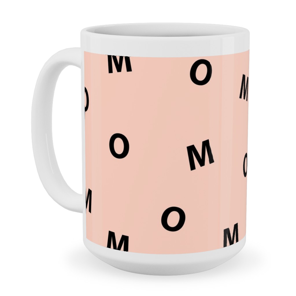 Sweet Mom Typography - Pale Nude Ceramic Mug, White, , 15oz, Pink, Bright Pink