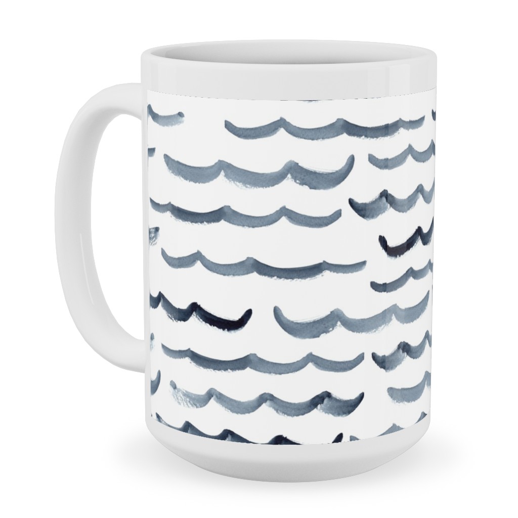 Ocean Waves Ceramic Mug, White,  , 15oz, White