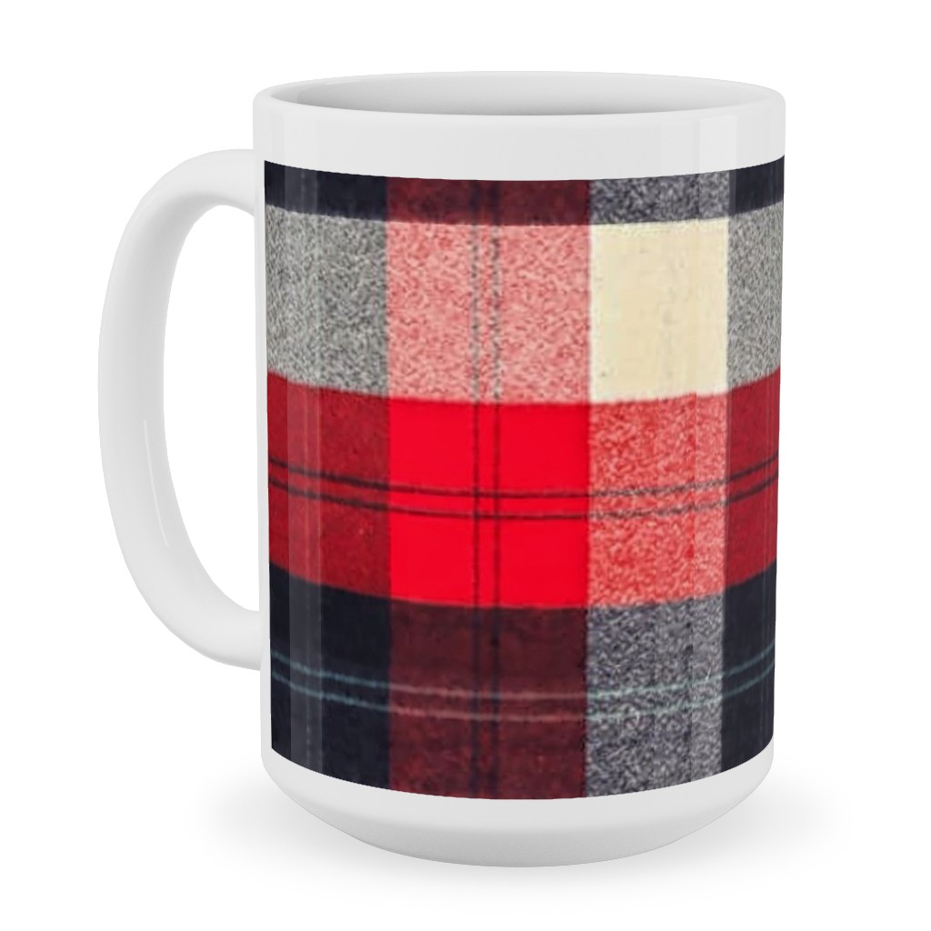 Lumberjack Flannel Buffalo Plaid - Red Ceramic Mug, White, , 15oz, Red, Red