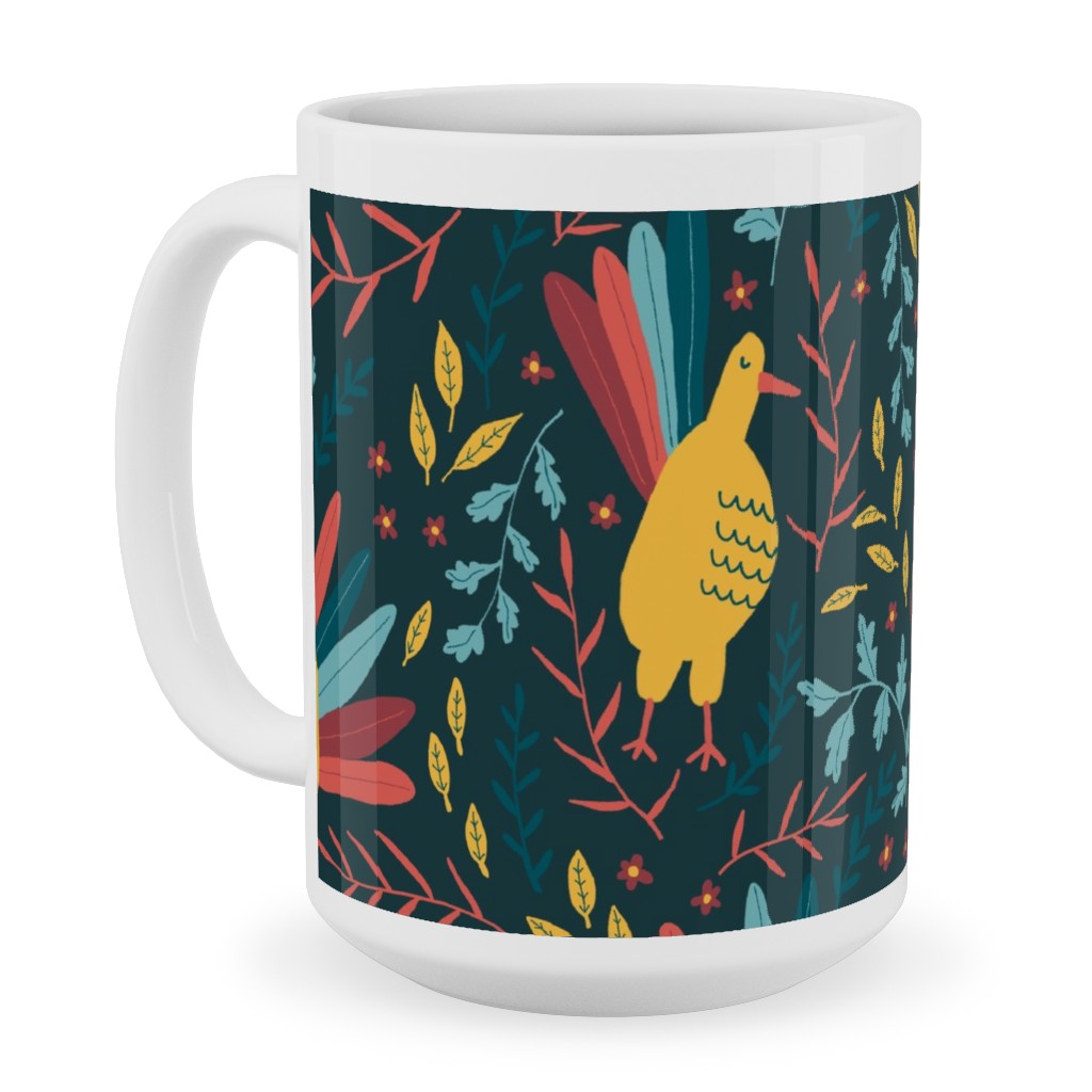 Wild Turkeys Ceramic Mug, White, , 15oz, Multicolor