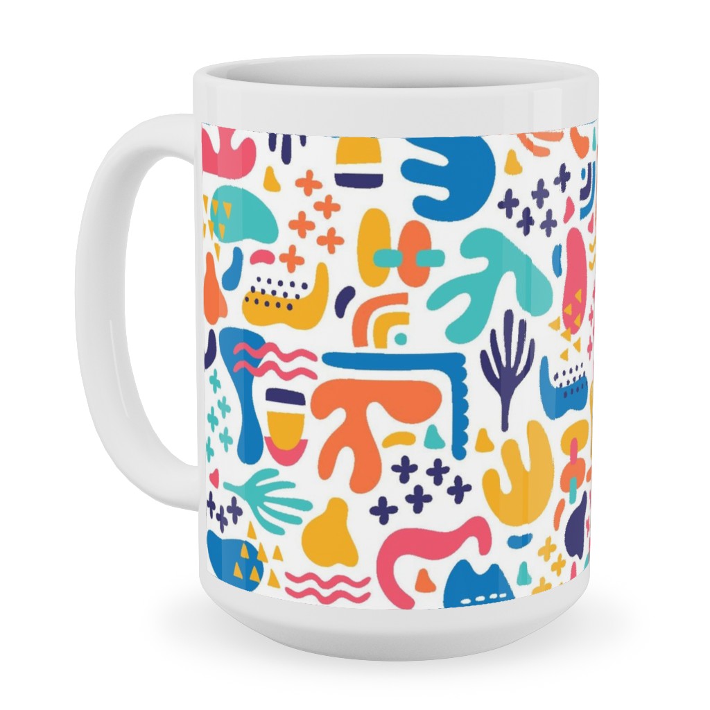 Organic Abstract Design - Multi Ceramic Mug, White, , 15oz, Multicolor